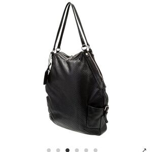Yves Saint Laurent Perforated Black Leather Hobo